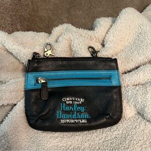 Harley-Davidson Black and Teal Zip Pouch for belt
